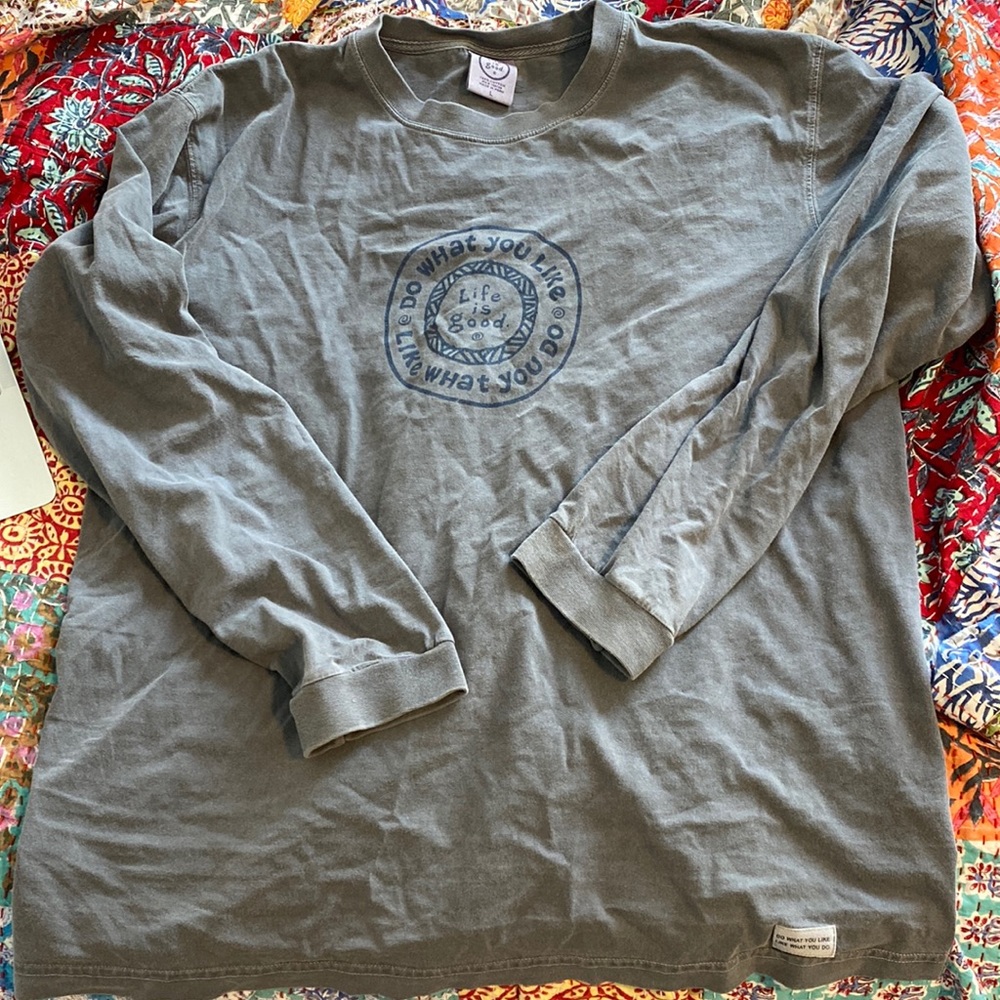 rare life is good so what you like like what you do grey/purple long sleeve tee - Picture 1 of 3